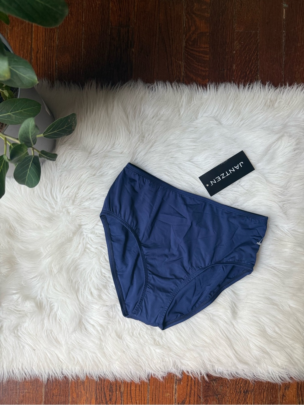 Jantzen High Waist Bikini Bottoms Navy Blue Modest NWT Size 8